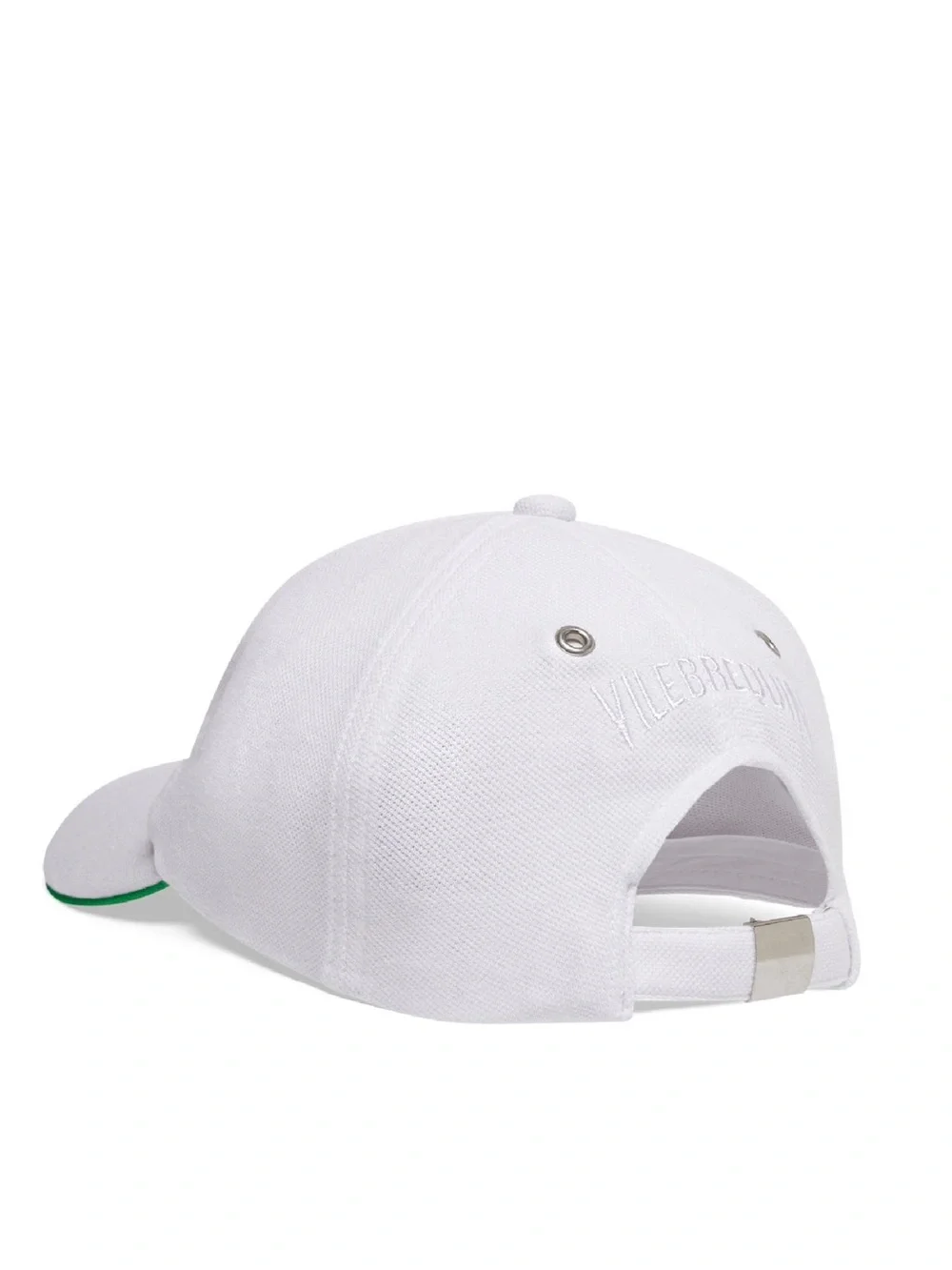 Vilebrequin men's white cotton piqué cap green embroidery matching piping NWT